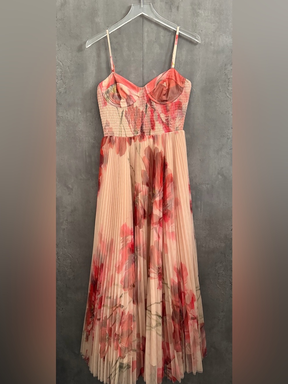 Hutch Hutch Brianna Sleeveless Bustier Pleated Tulle Maxi Dress B40 - Picture 4 of 6